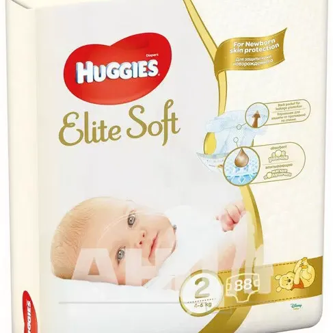 Підгузки дитячі гігієнічні Huggies Elite Soft 2 (4-6кг) №88