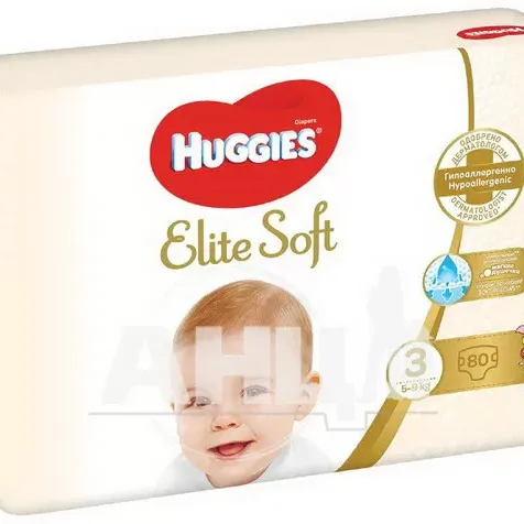 Підгузки дитячі гігієнічні Huggies Elite Soft 3 (5-9кг) №80