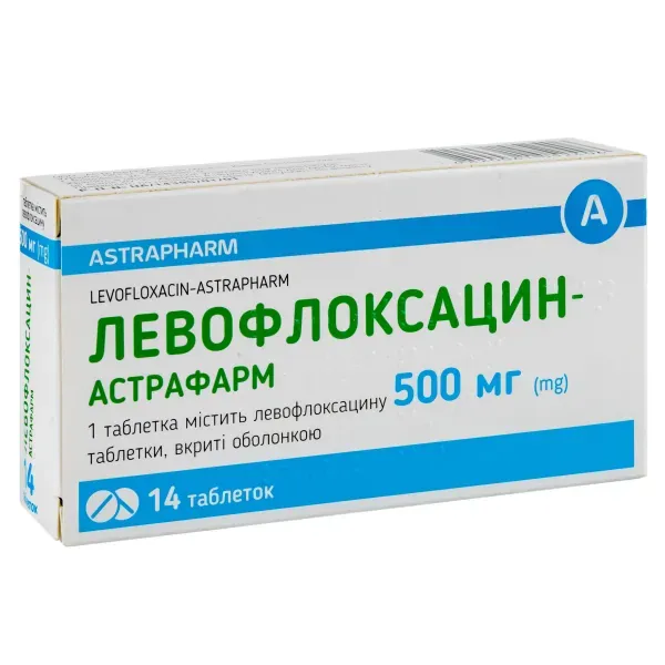 Левофлоксацин-Астрафарм таблетки покрытые оболочкой 500 мг блистер №14