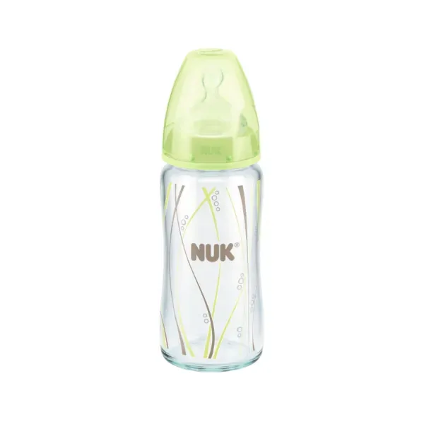 Пляшечка Nuk скляна з силіконовою соскою 240 мл розмір 1