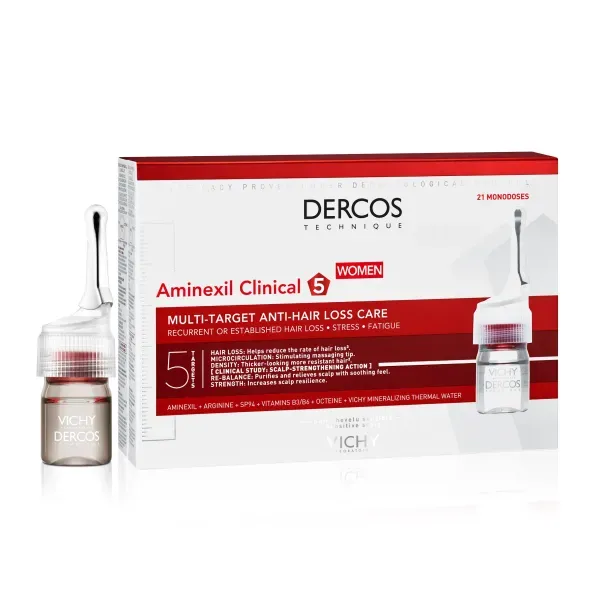 Засіб проти випадіння волосся Vichy Dercos Aminexil Clinical 5 комплексної дії для жінок 21 х 6 мл