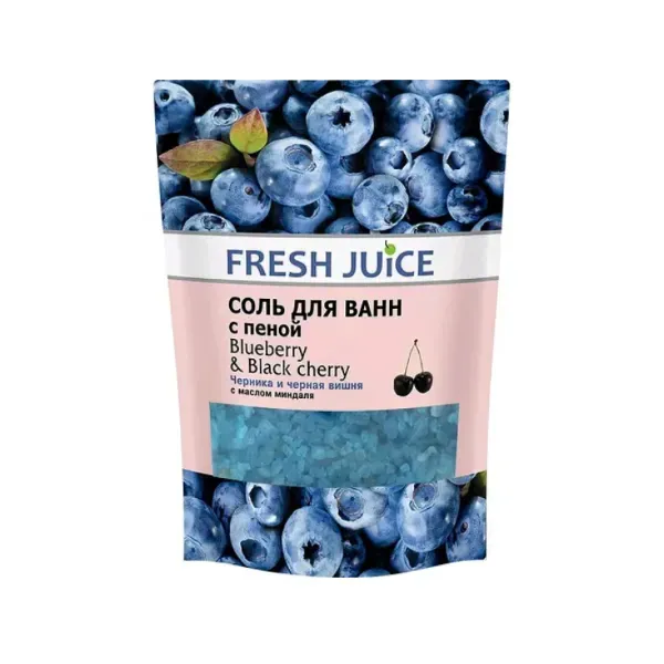 Сіль для ванн Fresh Juice с пеной Blueberry & Black Cherry дой-пак 500 г