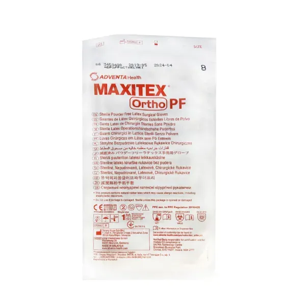 Перчатки хирургические стерильные латексные Maxitex ortho pf без пудры размер 8 пара