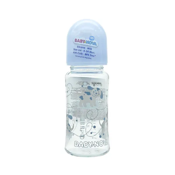 Пляшечка для годування Baby-Nova 44240 скло декор 230 мл