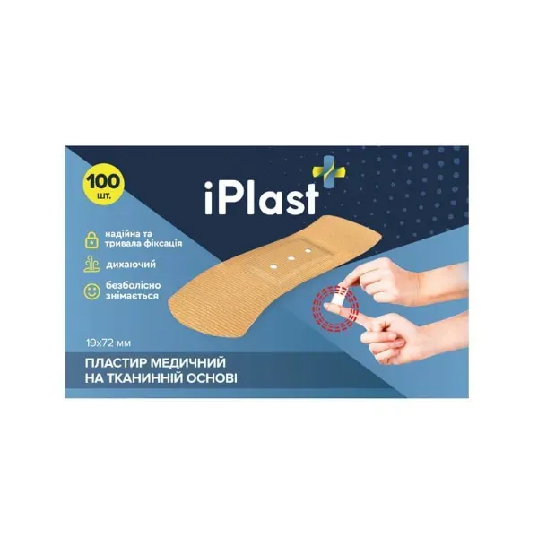 Пластир медичний Iplast 1,9х7,2см №100