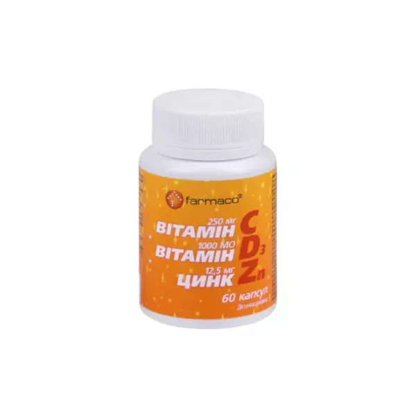 Витамин С 250мг + Д3 1000МЕ+ Цинк 12,5 мг капсулы №60