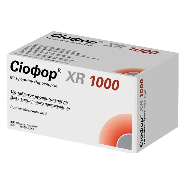 Сіофор XR 1000 таблетки пролонгованої дії 1000 мг блістер №120
