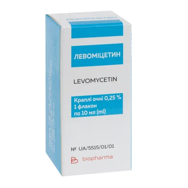 Левомицетин капли глазные 0,25 % флакон полимерный 10 мл