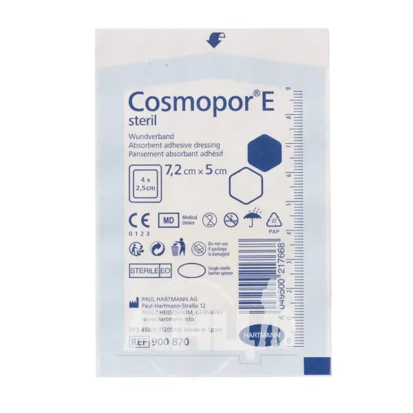 Пов'язка пластирна післяопераційна Cosmopor E стерильна 7,2 см х 5 см №1