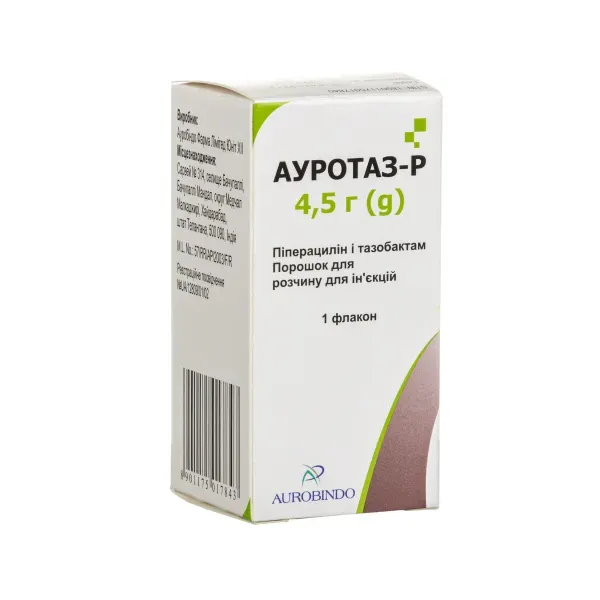 Ауротаз-Р порошок для раствора для инъекций 4 г + 0,5 г флакон 4,5 г №1