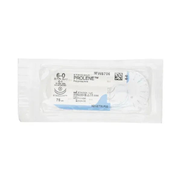 Prolene w8706 6/0 75 см 2 иглы 13мм кол 3/8 taperpoint №1