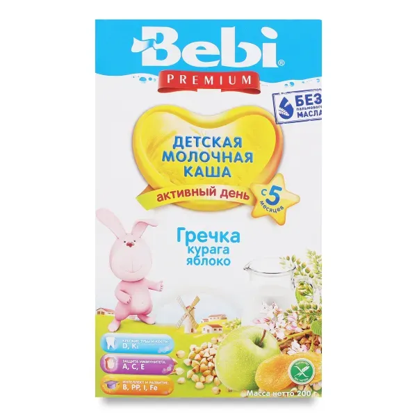 Молочная каша Bebi Premium гречневая курага-яблоко 200 г