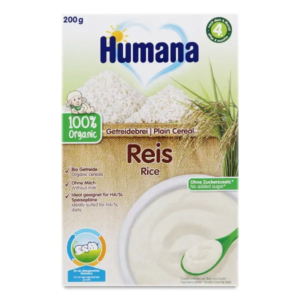 Безмолочная каша Humana рисовая органическая 200 г