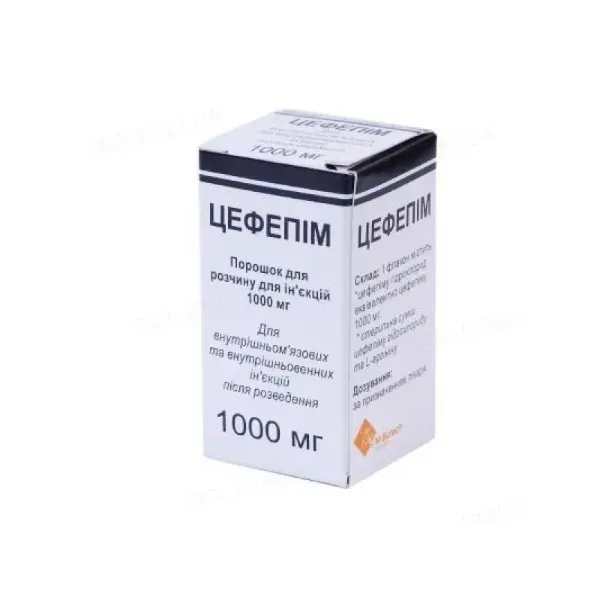 Цефепим порошок для раствора для инъекций 1000 мг флакон №1