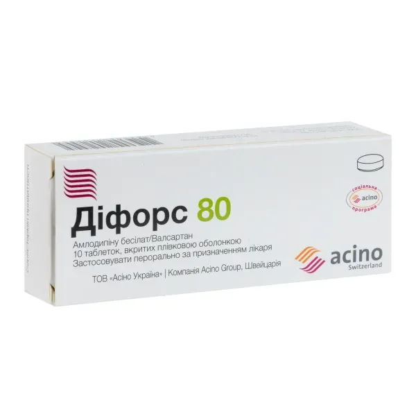Дифорс 80 таблетки покрытые пленочной оболочкой 5 мг + 80 мг блистер №10