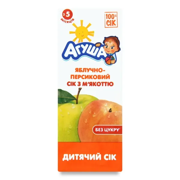Сік дитячий Агуша яблучно-персиковий з м'якоттю 200 мл