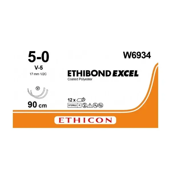 Этибонд эксель 5/0 W6934 колюще-режущая игла №2 окружноть 1/2 длина 90см