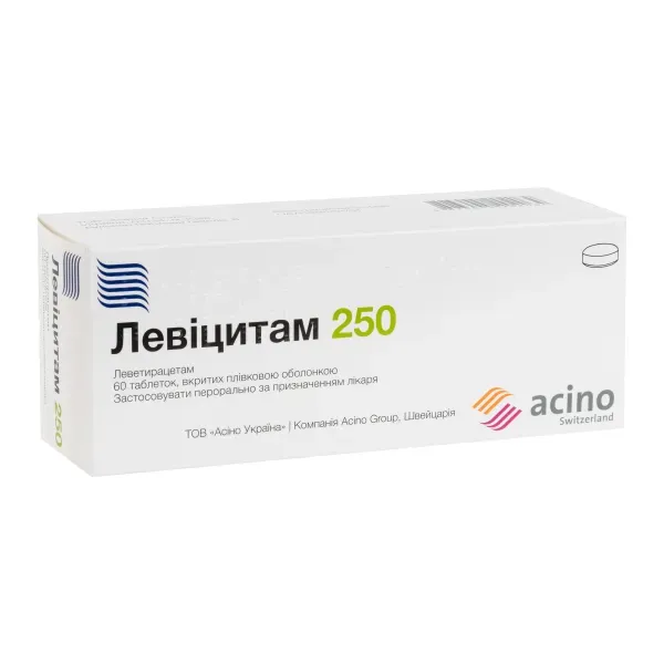 Левіцитам 250 таблетки вкриті плівковою оболонкою 250 мг блістер №60