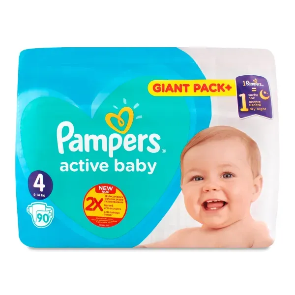 Подгузники Pampers Active Baby-Dry Maxi 4 9-14кг №90
