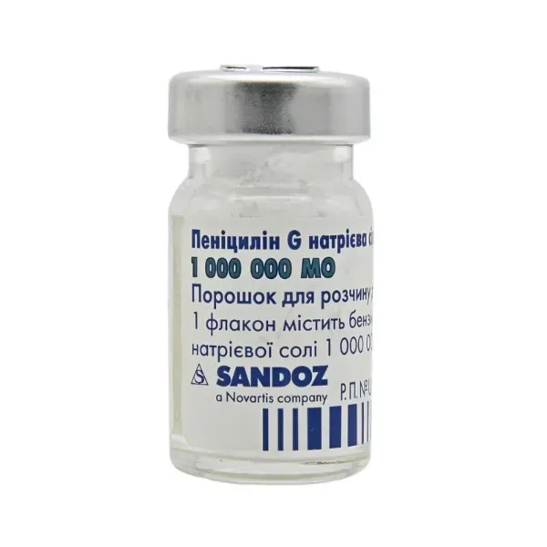 Пенициллин G натриевая соль Сандоз порошок для раствора для инъекций 1000000 МЕ флакон №1