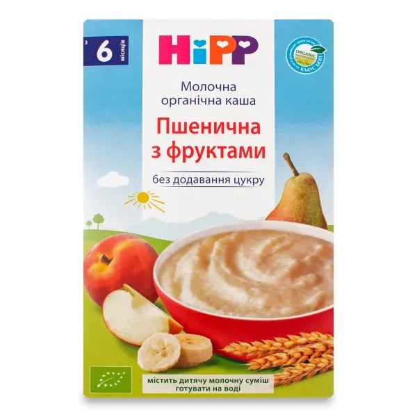 Каша молочна органічна пшенична з фруктами HiPP 250 г