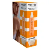 Набор Vichy Capital Soleil солнцезащитный водостойкий спрей-флюид для тела SPF50+ 200 мл + Косметичка
