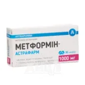 Метформин-Астрафарм таблетки покрытые пленочной оболочкой 1000 мг блистер №30